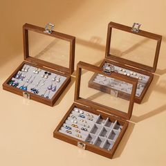 黒胡桃実木トランペットジュエリー箱アクセサリー収納箱展示棚指輪ブレスレットピアスネックレス