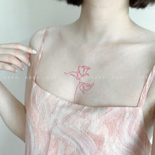 纯欲风红色线条玫瑰花纹身贴 手臂胸口性感防水纹身贴