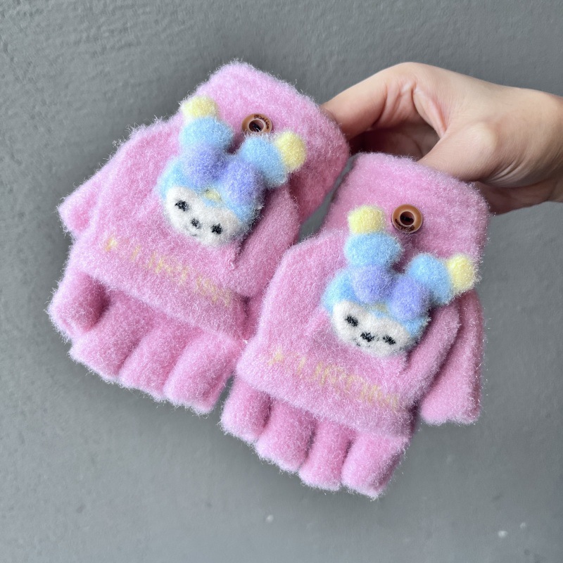 4# rose pink half finger gloves