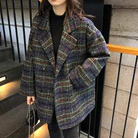格子外套女2026年春季新款韩版复古洋气减龄小香风呢子外套女春秋