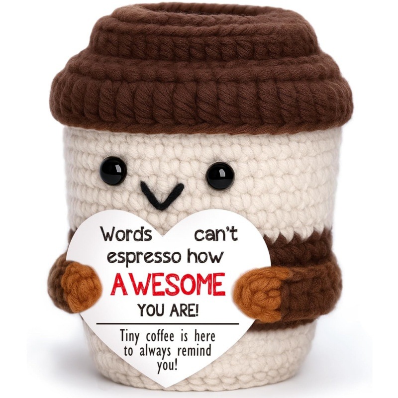 Cross-Border Handmade Crocheted Positive and Motivational Coffee Doll Gifts Are Suitable for Giving to Colleagues, Friends, Teachers, and Nurses
