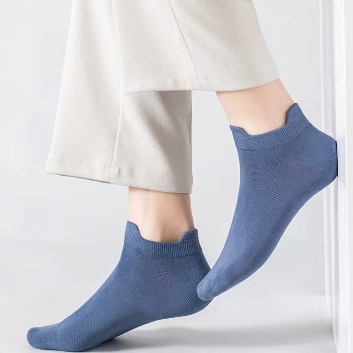 Xinjiang Cotton Men's Socks Summer Thin Pure Color Versatile Cotton Socks Sweat-Absorbent Breathable Anti-Odor Anti-Slip Ankle Protection Short-Tube Ear Socks