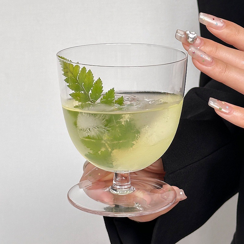 Nicho Zhongins viento taza de vidrio ultra delgada boca inversa taza de cóctel baja taza de café casera bebida fría taza de hockey taza de vinos