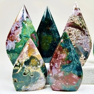 New Natural Crystal Cross-border New Gem Marine Jasper Ornaments Original Stone Polished Texture Smooth Office Promotion