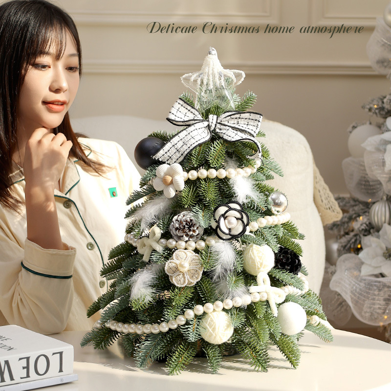 Paquete de mini árbol de Navidad transfronterizo con iluminación de simulación de cifrado de árbol de Navidad luminoso blanco decoración de mesa