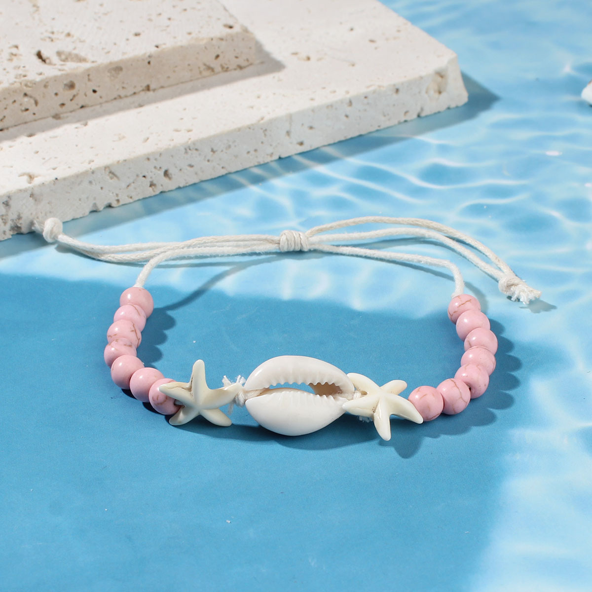 Holiday, Daily Occasion Casual Style Marine Style Starfish Eye Shell Rope Shell Cord String Stretch Adjustable String Bracelets Wholesale