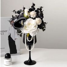 小香风玫瑰仿真花假花花束无火香薰套装餐桌客厅装饰花瓶散香摆件