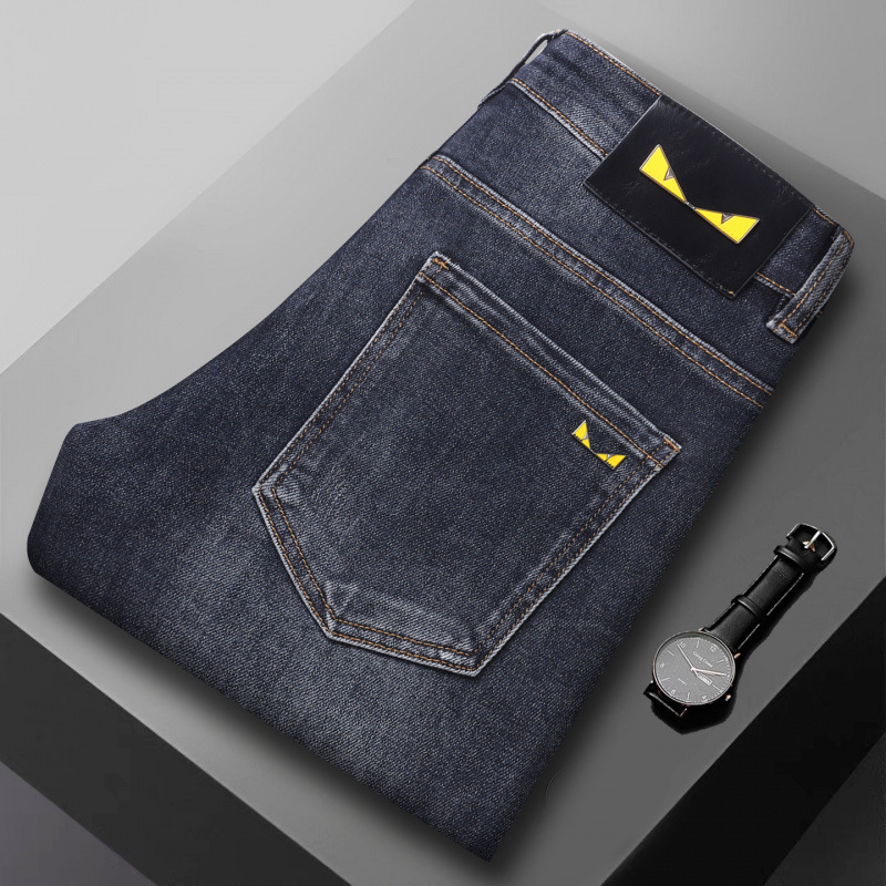 European fashion brand men's jeans, light luxury, stretchy, slim-fit, straight-leg, casual, versatile, high-end European style trousers for autumn European fashion brand men's jeans, light luxury, stretchy, slim-fit, straight-leg, casual, versatile, high-end European style trousers for autumn