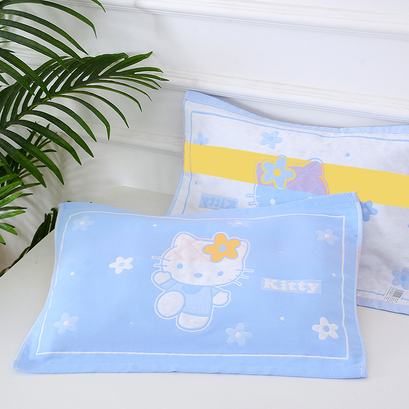 A Pure Cotton Cartoon Kidsren's Pillow Cover, Gauze Soft and Breathable, Kindergarten Baby Small and Medium Size, Free Shipping