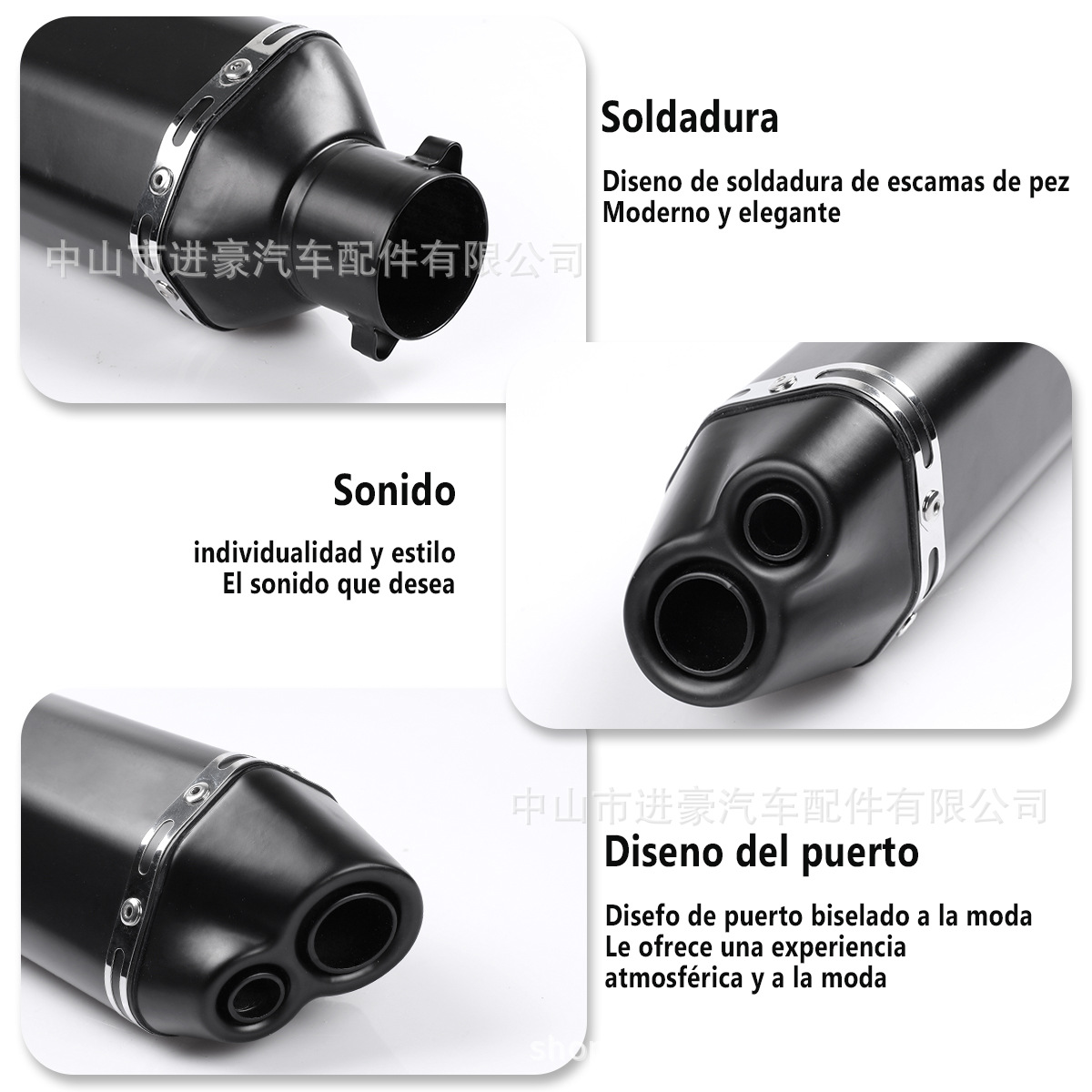 Motorcycle modified exhaust pipe, Scorpio small hexagonal design, 300MM small hexagonal double-hole model, 51MM diameter, universal fit
