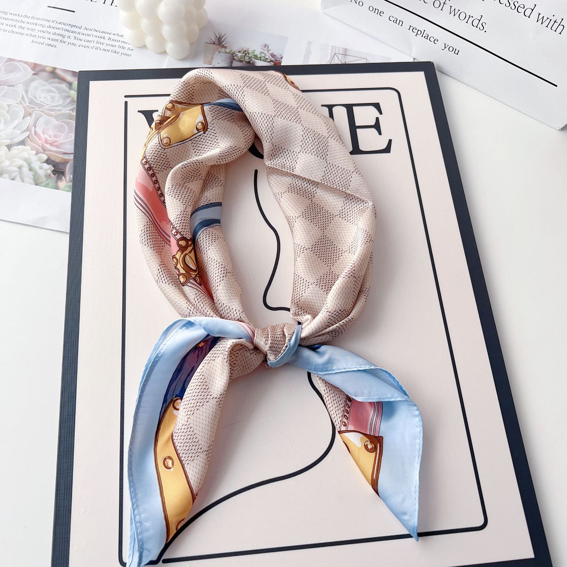 Women's Basic Color Block Imitated Silk Silk Scarf display picture 7