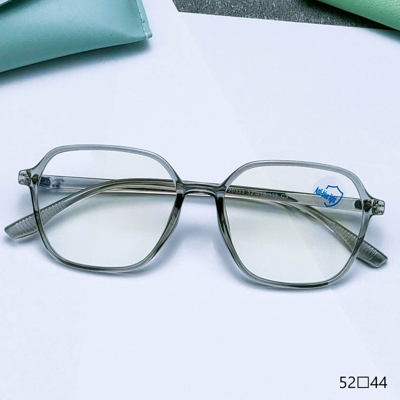 Polygonal Tr90 Anti-Blue Light Flat Light Myopia Glasses Frame Medium Size Transparent Black Male and Female Student Large Frame Glasses Frame