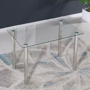 外贸现代简约桌子餐厅6人长方形钢化玻璃餐桌glass dining table