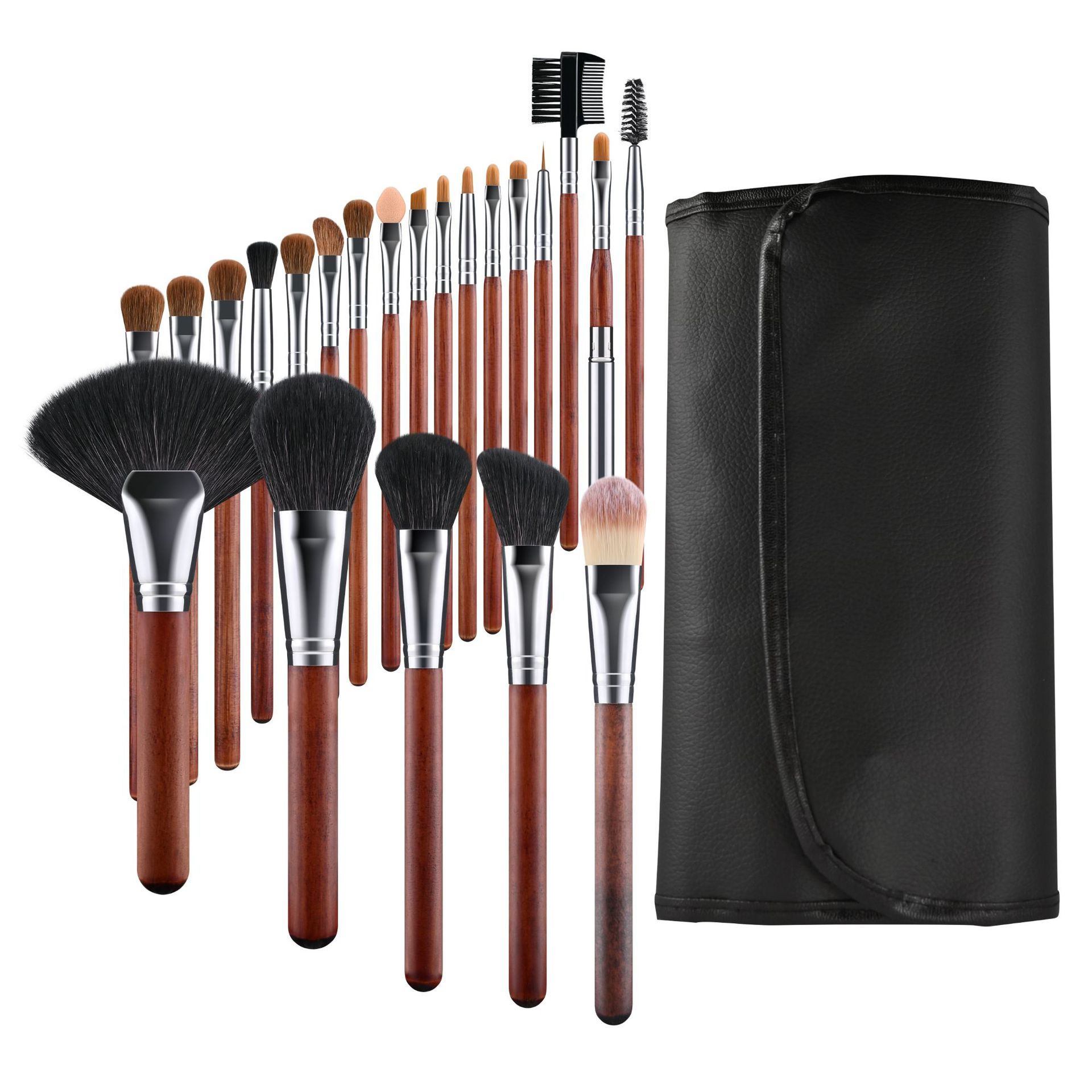 Fábrica al por mayor-blanco cremoso pinceles de maquillaje traje en forma de abanico 24 champán herramientas de maquillaje pelo sintético