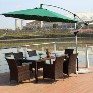 Restaurant imitation rattan chair seven-piece outdoor leisure table and chair courtyard dining table balcony cafe table and chair combination wholesale