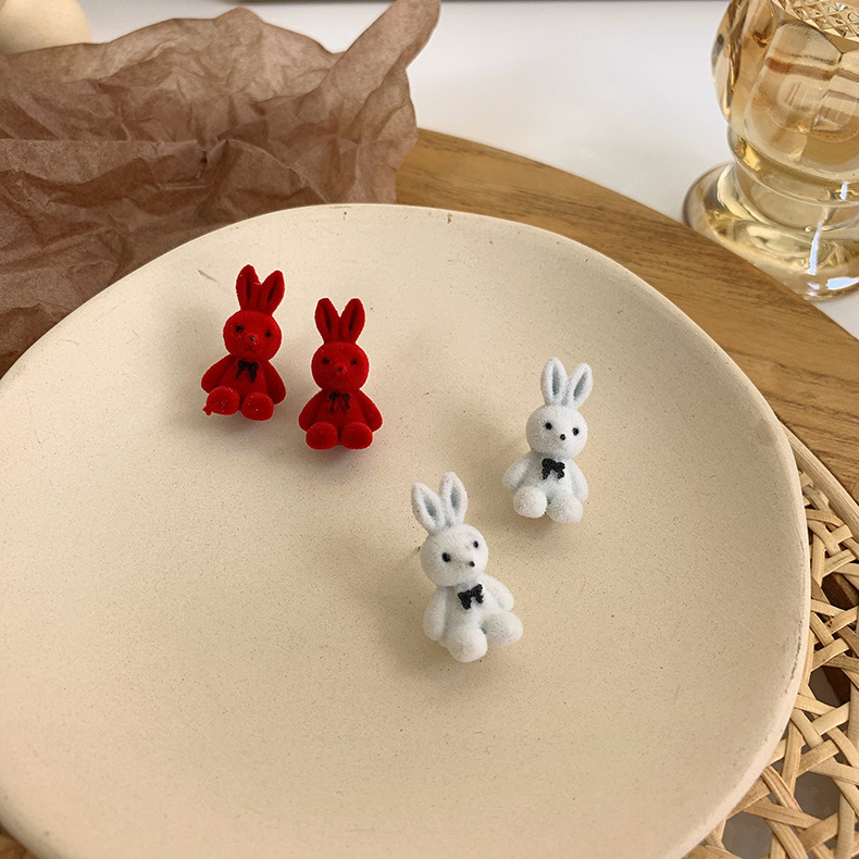 cute cartoon rabbit stud earrings wholesale nihaojewelry