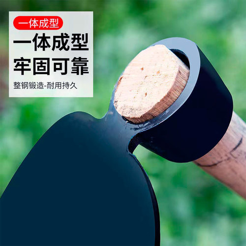 Manganese steel large wooden handle hoe multifunctional outdoor agricultural tool thickened willow handle hoe all steel household steel hoe