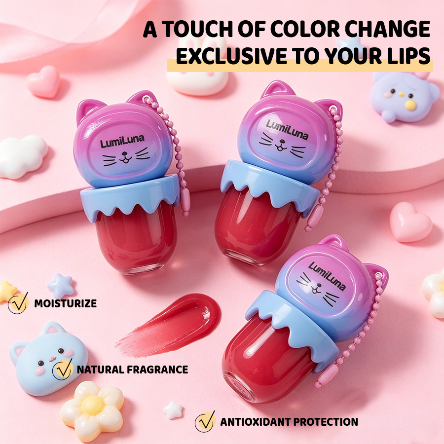 LumiLuna gelatina lipoprotector aceite hidratante anti-agrietamiento desvanecimiento de la marca de esmalte labial image 4