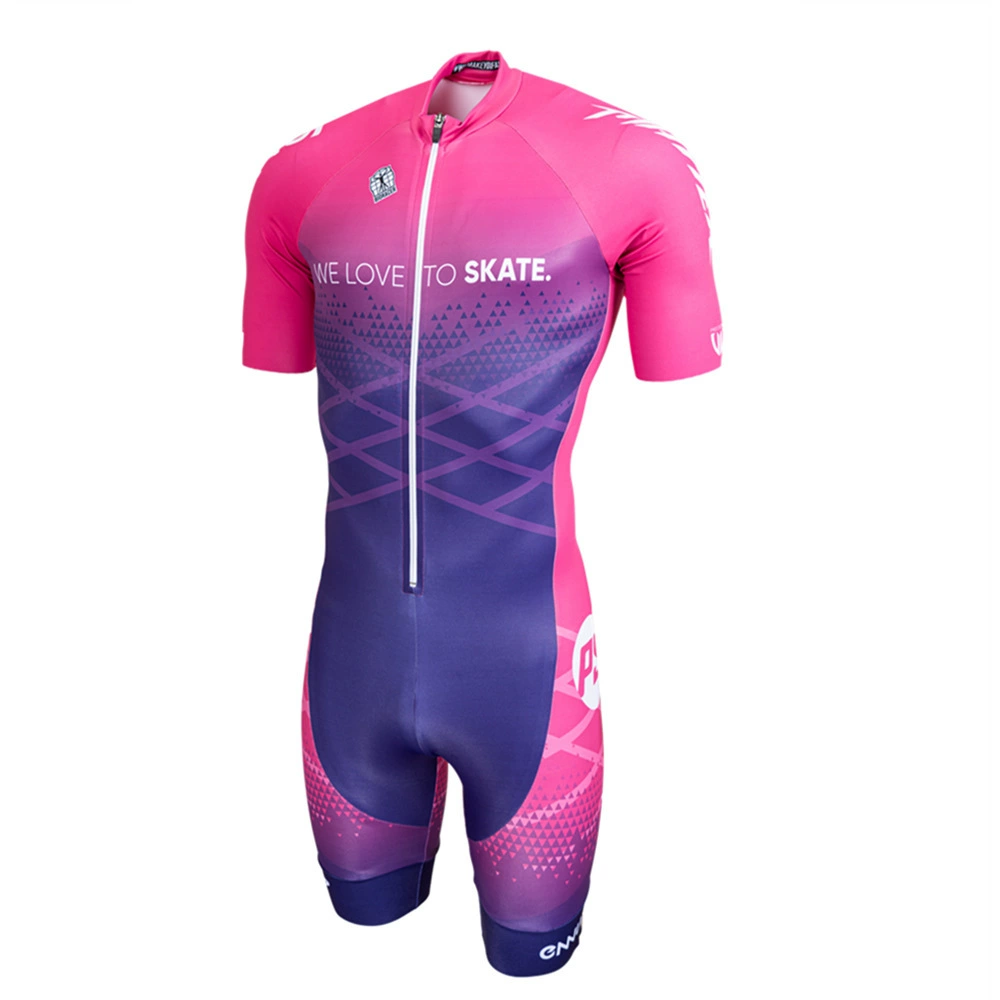 Кroupers? Нам нужно перевод: Powersline roller skating suit quick-drying breathable summer short-sleeved straight-wheel onesie triathlon clothing without pads