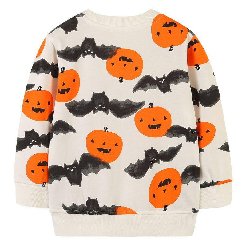 Sudadera Infantil de Otoño Estilo Europeo y Americano, Sudadera Moderna con Estampado de Calabaza, Cuello Redondo, Estilo Halloween