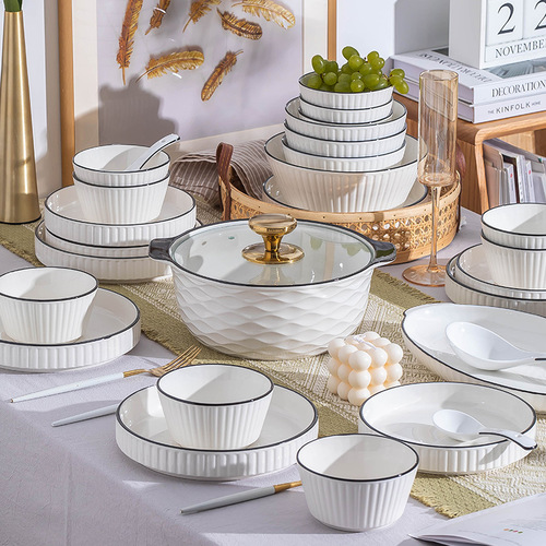 碗碟套装家用简约现代大号盘子新款单个陶瓷餐具乔迁碗筷碗具