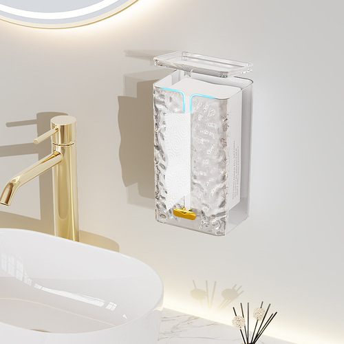 Glacier pattern face towel storage box wall-mounted tissue box home light luxury style bathroom kitchen upside-down tissue box