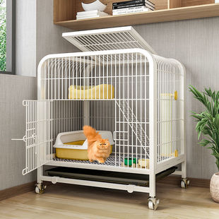 Cat Cage with Two Floors for Home Use, Indoor Villa with Integrated Toilet, Free Space for Small Pets, Cats, Mengnuo