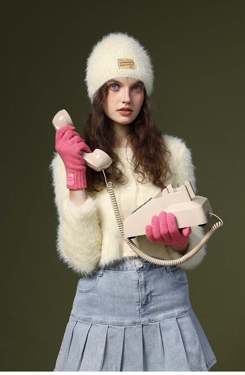 Knitted Wool Gloves For Women Windproof Thermal Fleece Lined_voghion.com