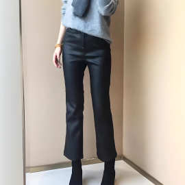 黑色pu皮裤女2025秋冬新款高级感通勤气质百搭高腰显修身直筒裤