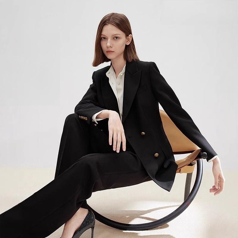 Langjia Wool High-End Slim-Fit Black Professional Formal Suit Jacket 2026 Style Women's Suit