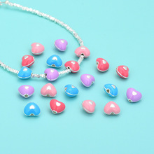 彩色多巴胺串珠碎银子925银散珠diy手串项链手链配件滴胶心形珠子