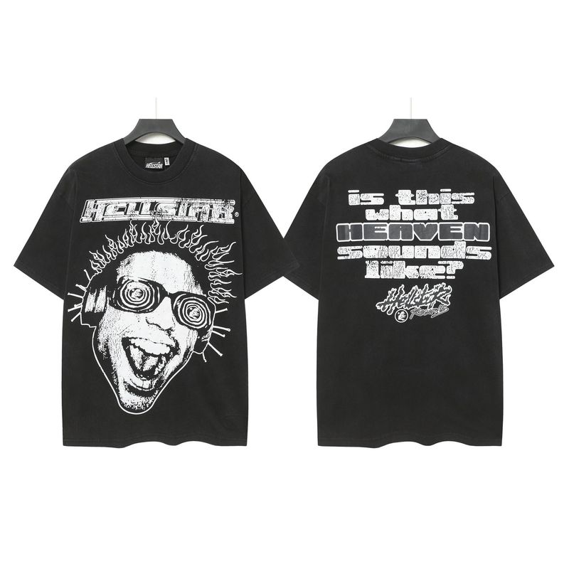 クロスボーダー Hellstar Tシャツ 2025年夏 欧米トレンドブランド レタープリント ゆったり半袖Tシャツ 男女兼用|undefined