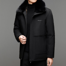 男士加绒加厚脱卸毛领棉衣2024冬季新款男装中老年爸爸装外套