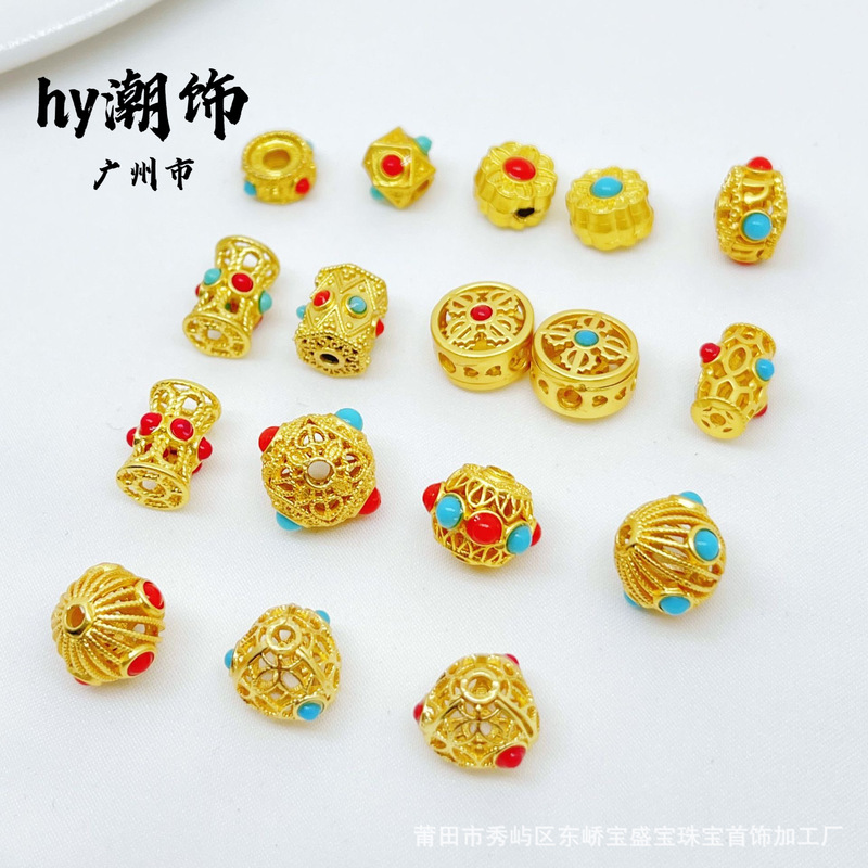 Nepali style ancient gold craft sand gold accessories with beads diy jewelry bracelet bracelet rope accessories beads loose beads