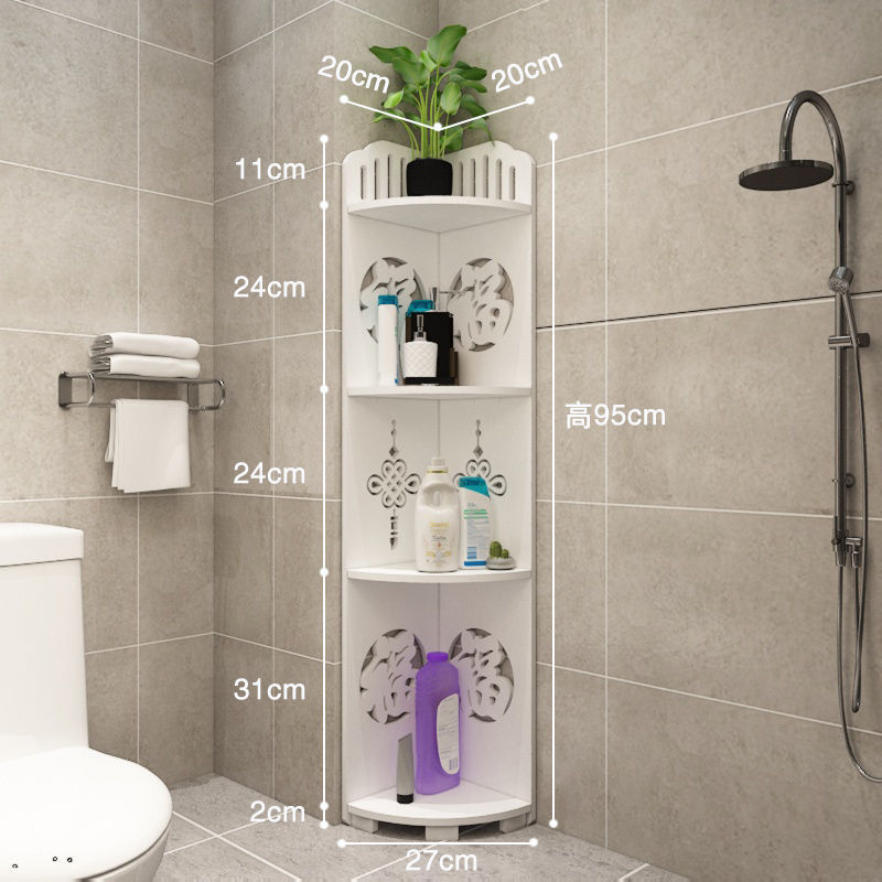 プラスチック浴室床置き収納棚壁の隅のトイレの棚の三角形の棚のトイレのシャンプーの収納|undefined
