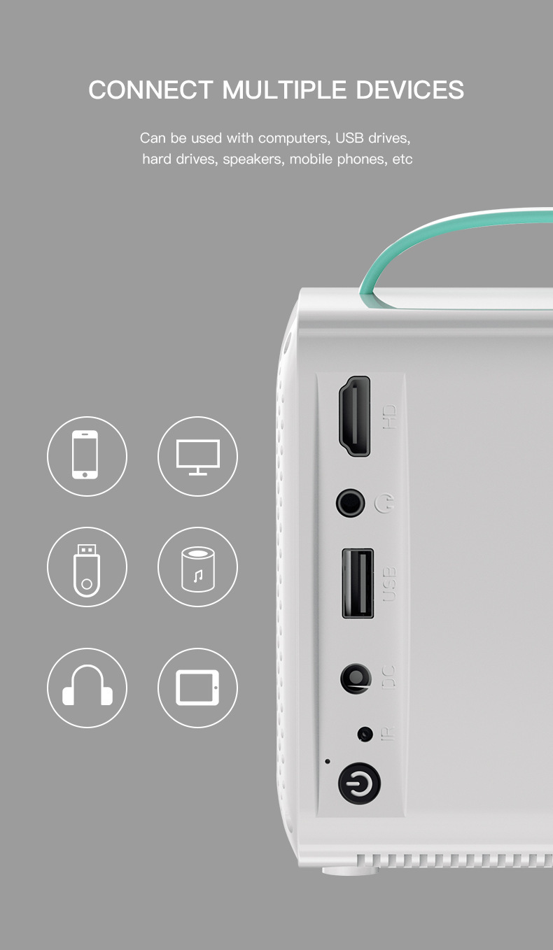 Dış Ticaret Yeni Model Q2 Mini Projeksiyon Cihazı Ev Kullanımı HD Telefon Kablosuz Ev Sinema Ekran Yayını Taşınabilir Projektor