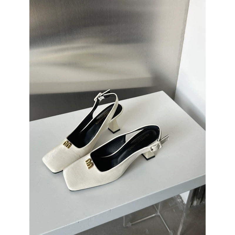 2024 весна и лето новый квадратный каблок на каблуке на каблуке на каблуке