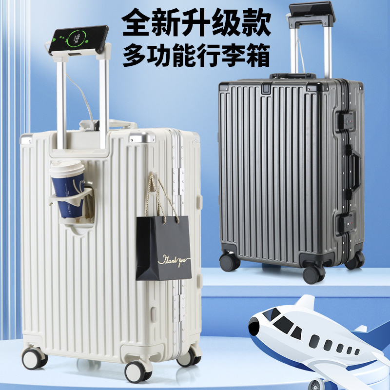 Luggage Case Aluminum Frame Multi-functional Luggage Case Men's Suitcase Strong Compression-resistant Large Capacity Boarboard Case Student Password Box