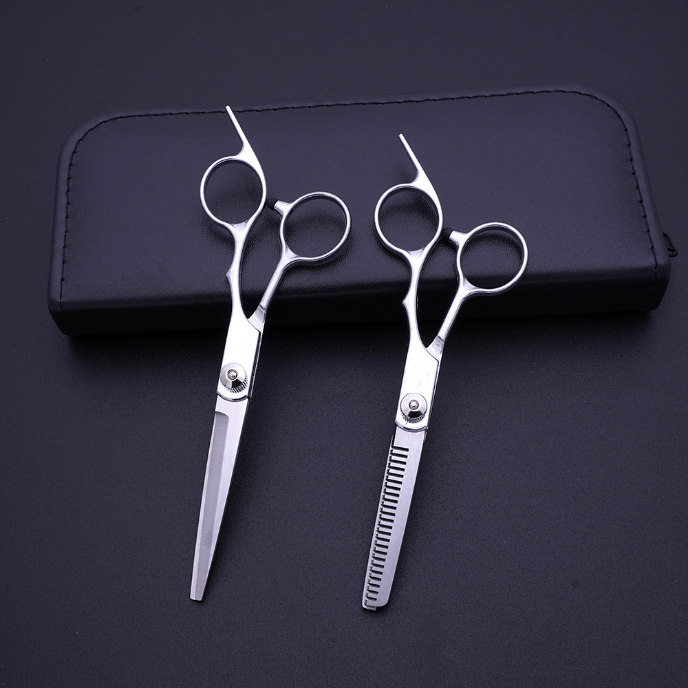 Tijeras de peluquería para adelgazar flequillo, juego de tijeras planas para corte de cabello en casa, herramientas profesionales de barbería