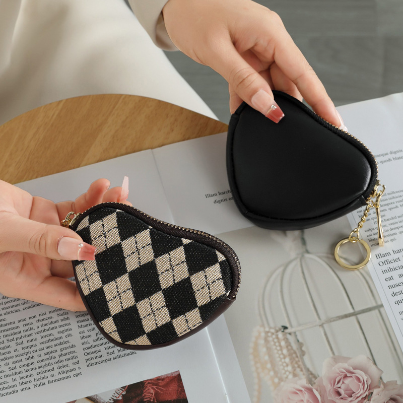 2024 nueva moda lindos lienzo mini bolso de monedas pequeña billetera de mujeres llave de almacenamiento amor bolsa de cambio