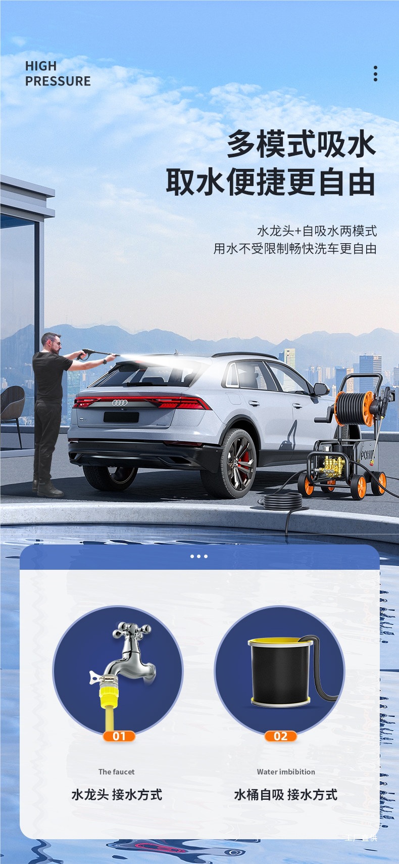 26 New Model Car Washing Machine 220V High-Pressure Household High-Power Industrial Water Gun Commercial Super Strong Pressure Booster Qingpei Hui