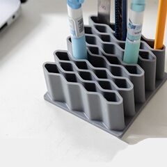 笔筒收纳波浪笔架办公室宿舍桌面药膏格子化妆刷多功能收纳置物架