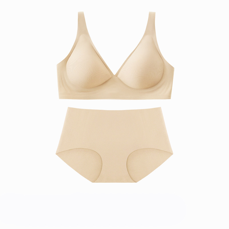 Ropa interior de látex jalea sin costuras estilo francés sexy inalámbrico cómodo pequeño pecho Sujetador push up traje ajustable