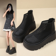 厚底网纱松糕软底凉鞋夏天马丁靴子百搭烟筒网纱镂空洞洞休闲女鞋