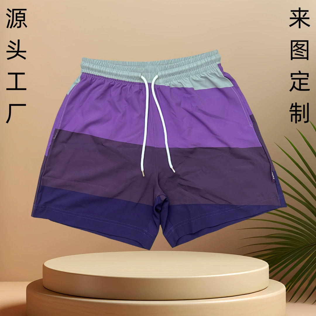 Подгонянные на фабрике пляжные брюки с цифровой печатью для внешней торговли, европейские и американские летние свободные повседневные быстросохнущие шорты с сублимационной передачей