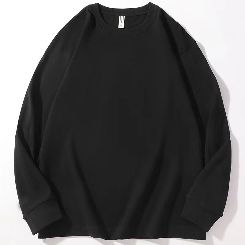 230 camiseta de manga larga de algodón pesado suéter camisa de fondo de color sólido ropa de otoño suelta casual pareja de marca de moda estadounidense
