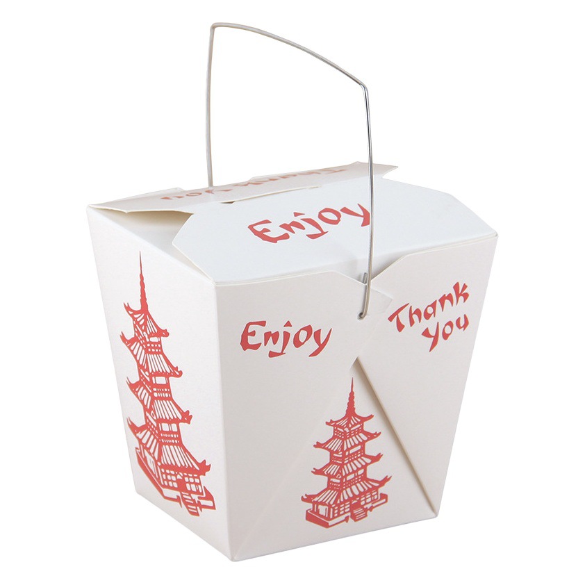 Caja de embalaje portátil de alta calidad caja de almuerzo de pasta de pollo frito arroz frito para llevar ensalada de sushi comida rápida estilo chino rojo en stock