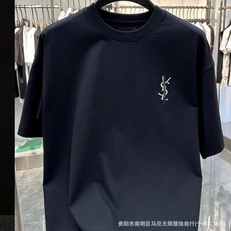 Syl Embroidered Short-Sleeve Luxury Trendy High-Quality Printed Letter Short-Sleeve Fashion Brand Foreign Trade Round-Neck Loose T-Shirt