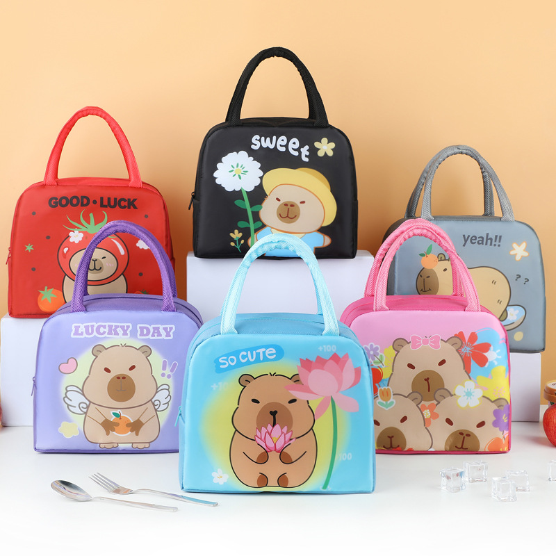 Nuevo lindo conejillo de indias bolsa de lonchera de dibujos animados para ir a trabajar y ir a la escuela con comida bolsa de aislamiento bolsa de almuerzo bolsa de almuerzo bolsa de almuerzo linda bolsa de comida divertida