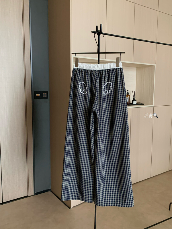 WGWE 夏の女性の韓国風ファッショナブルなストライププリントダブルウエストスプライシングルーズストレートワイドレッグカジュアルパンツ W6522|undefined